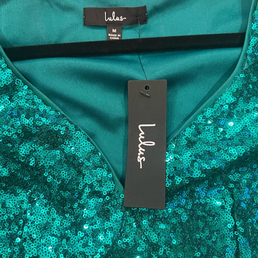 LuLus Glitzy Celebration Emerald Green Sequin Two-Piece Mini Dress | NYE - Picture 10 of 12
